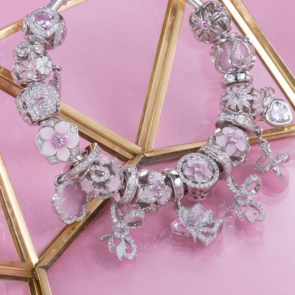 В форме сердца как цветы 925 пробы серебро тропических рыб и вод tailBeads Подвески Fit