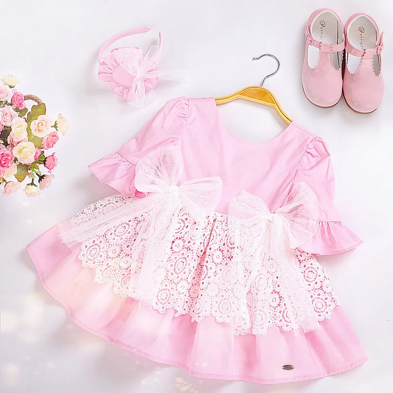 Cutestyles/новейшее Летнее белое кружевное розовое милое платье для маленьких
