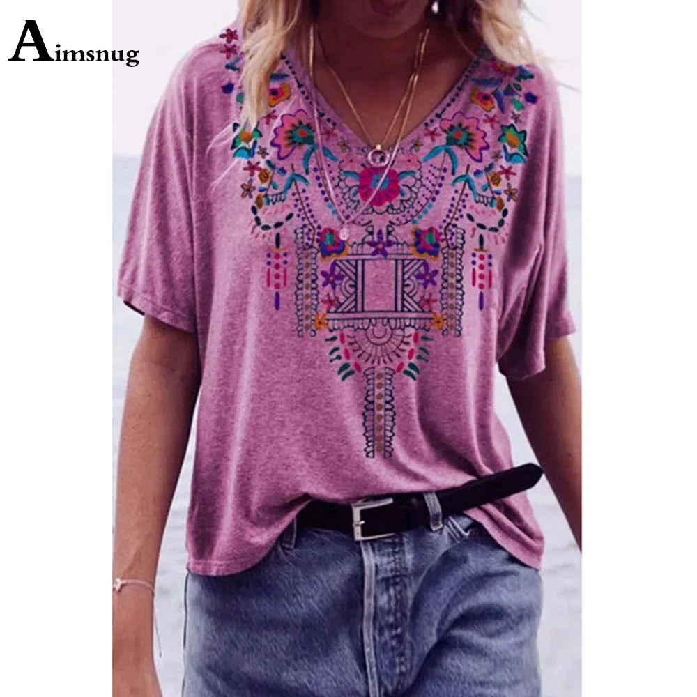 

2021 Summer New Bohemian T shirts Women Half Sleeve Tops Classic Retro Print Tees Shirts Plus Size 4xl 5xl Female Casual Shirts