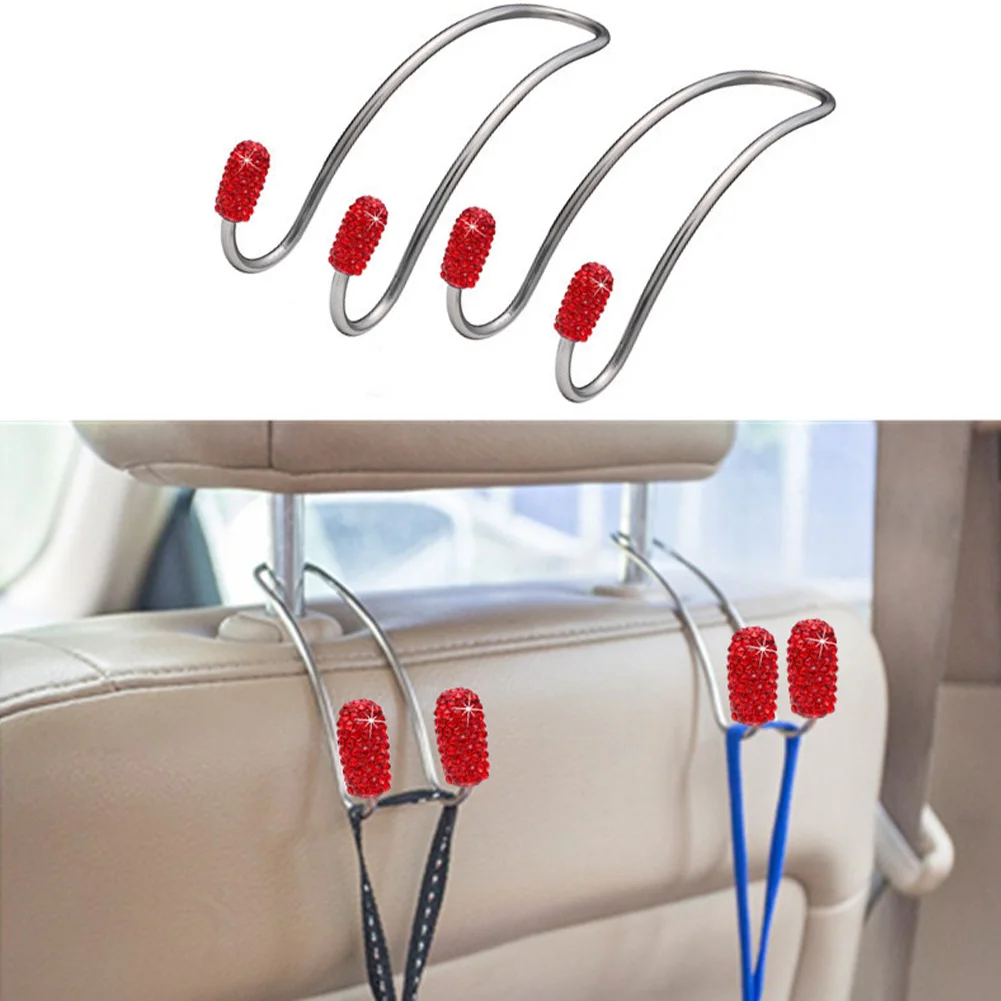 

2Pcs/Set Car Headrest Hook Universal Seat Back Organizer Headrest Bag Hangers Bling Diamond Back Seat Storage Hooks Car Porducts