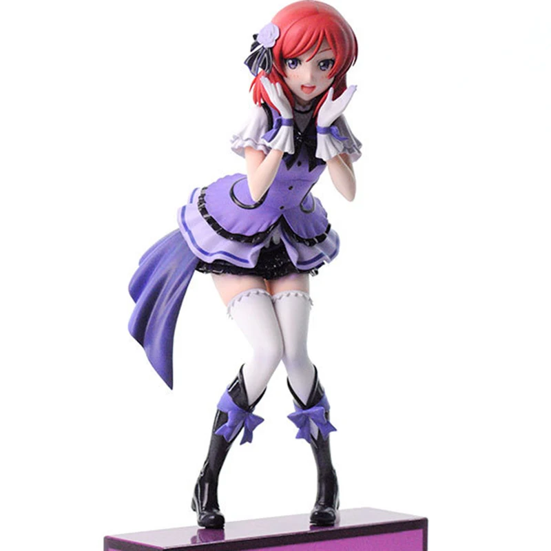 

Аниме LoveLive, 22 см! Экшн-фигурка Maki Nishikino, ПВХ, черные ботинки, фиолетовое платье, Электрический шок, стойка, искусственная кукла, игрушка