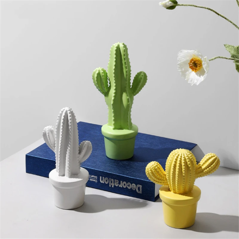 

Modern Minimalist Ceramic Figurine Artificial Cactus Ornaments Nordic Creative Minimalist Living Room Home Furnishings