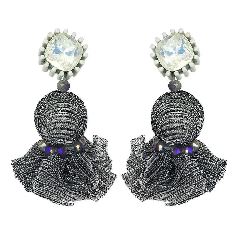 1310 Grey Earrings MANILAI, модные длинные кружевные серьги, имитация жемчуга, кристалл, бисер, большие массивные серьги, свадебные ювелирные изделия, элегантные серьги - Окраска металла: 1310 Grey Earrings