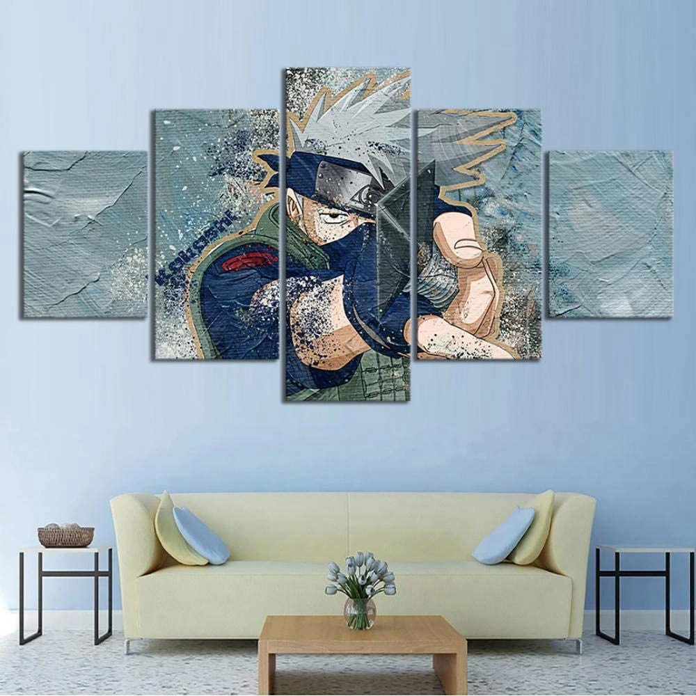 

5 Pieces Wall Art Canvas Painting Anime Figure Ninja Posters Modular Pictures Home Living Room Decoration Free Shipping