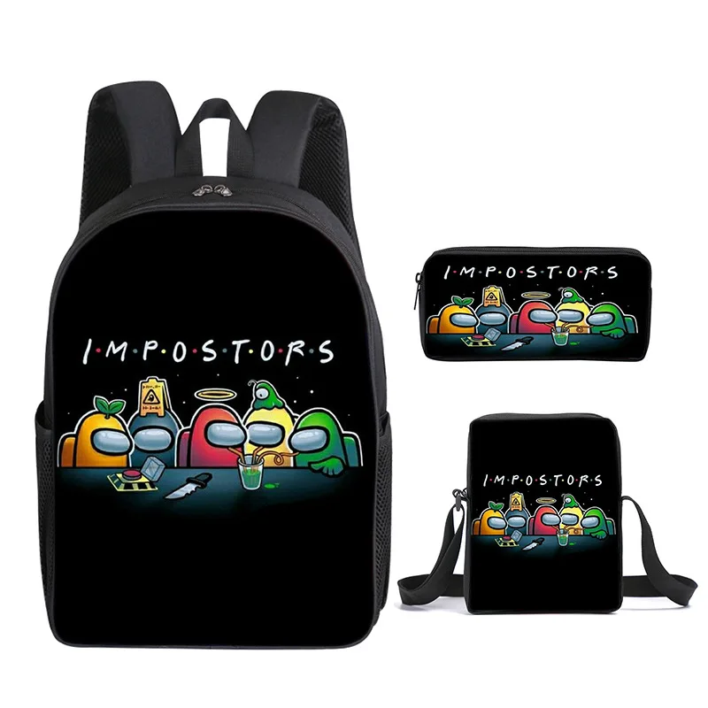 

Among us bag set of three games around the primary and secondary school students backpack bag pen bag