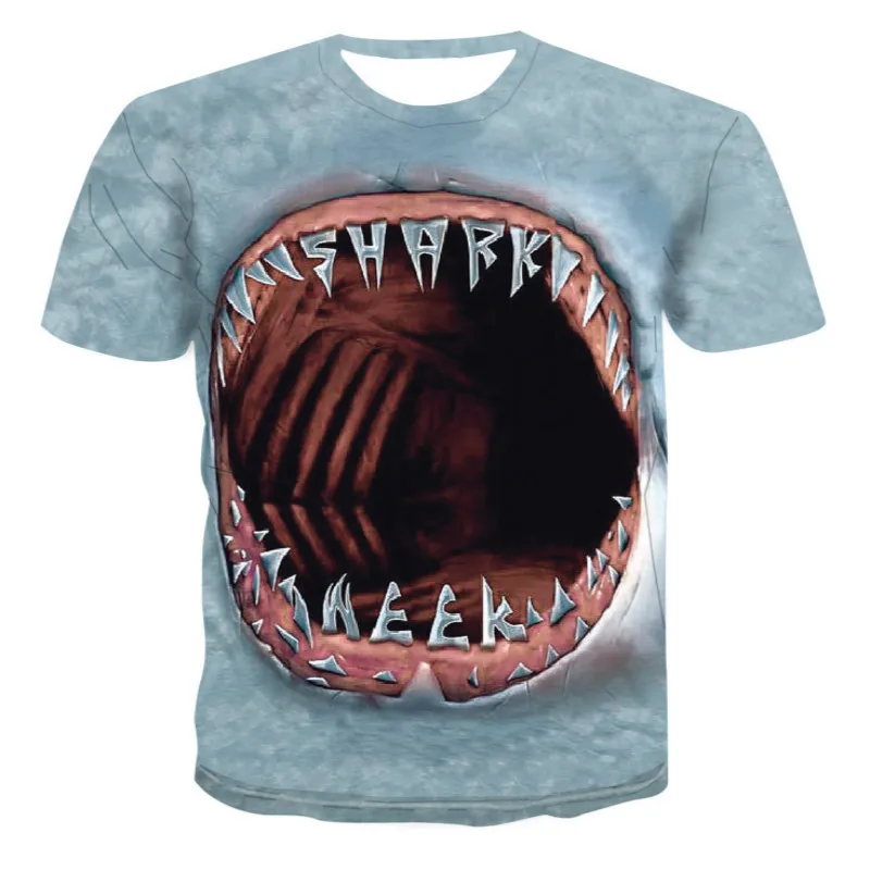 

Boys and girls fashion 3D horror print T-shirt, Harajuku leisure fun custom personality novel pattern round neck T-shirt