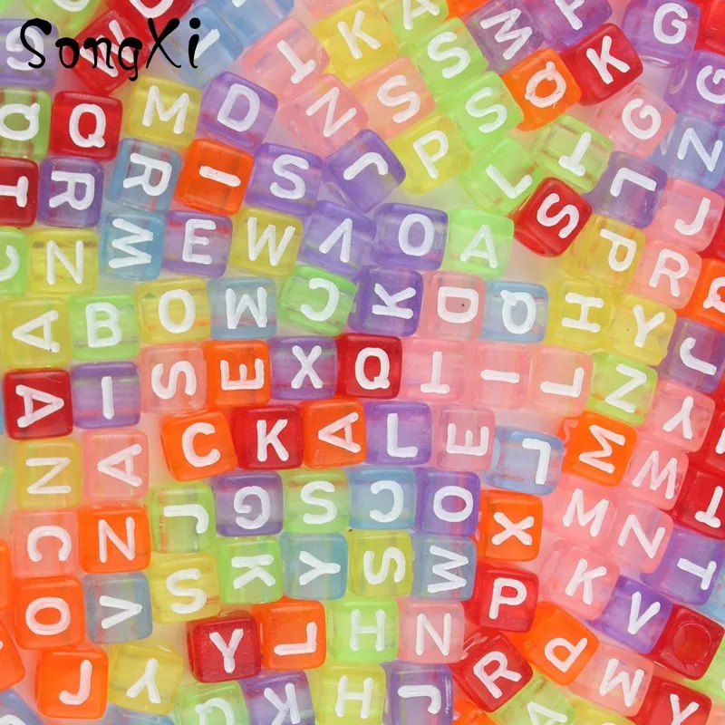 Акриловые бусины буквы алфавита 6 мм 100 шт.|Бусины| |