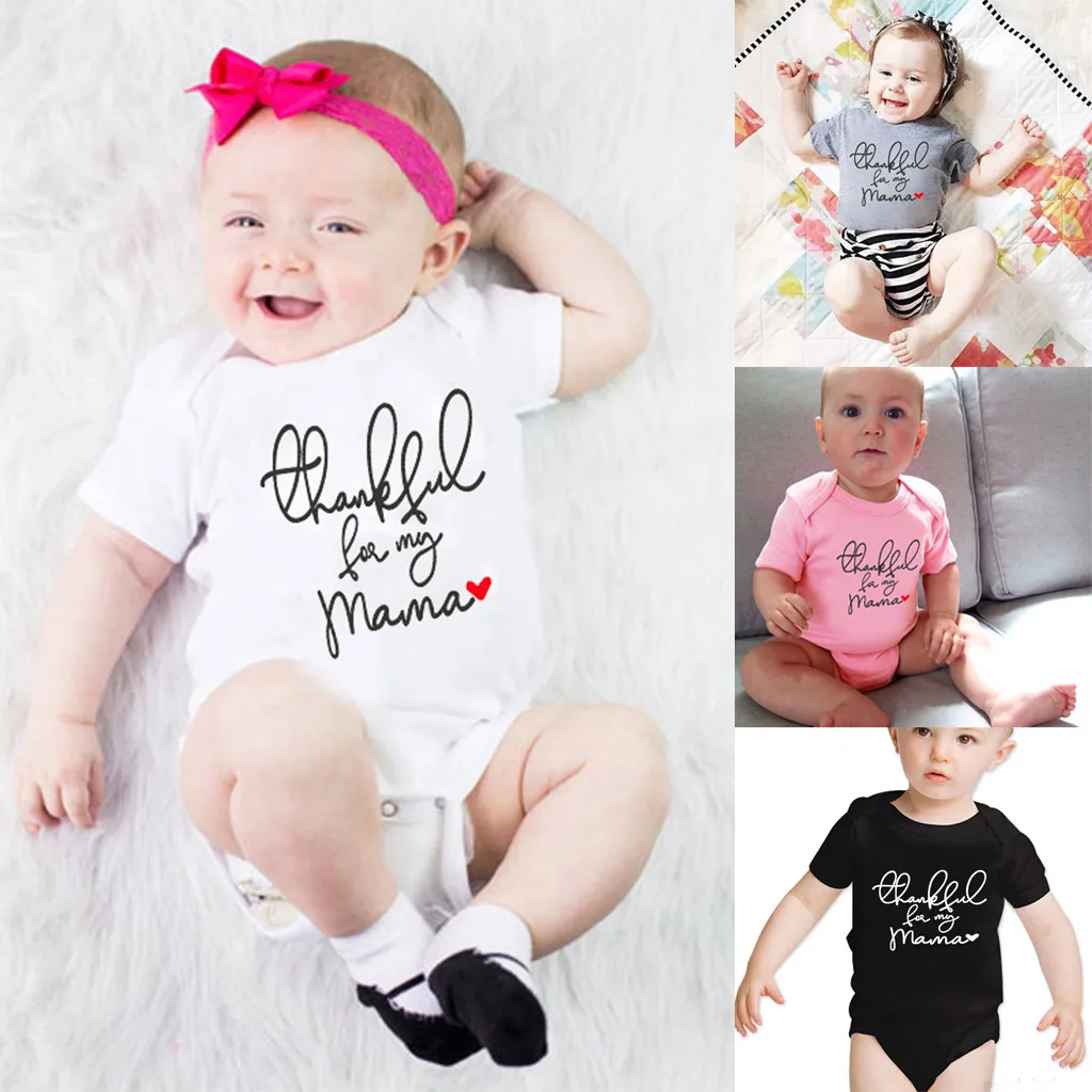 

Bambino Unisex bambini girocollo stampato lettera manica corta bambino pagliaccetto vestiti del bambino appena