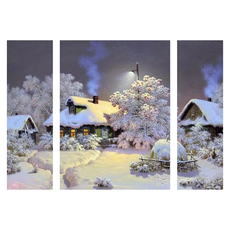 

Gatyztory 3pc/set DIY Diy Frame Painting By Number Snow Town Scenery Picture By Numbers Acrylic Paint On Canvas For Home Artwork