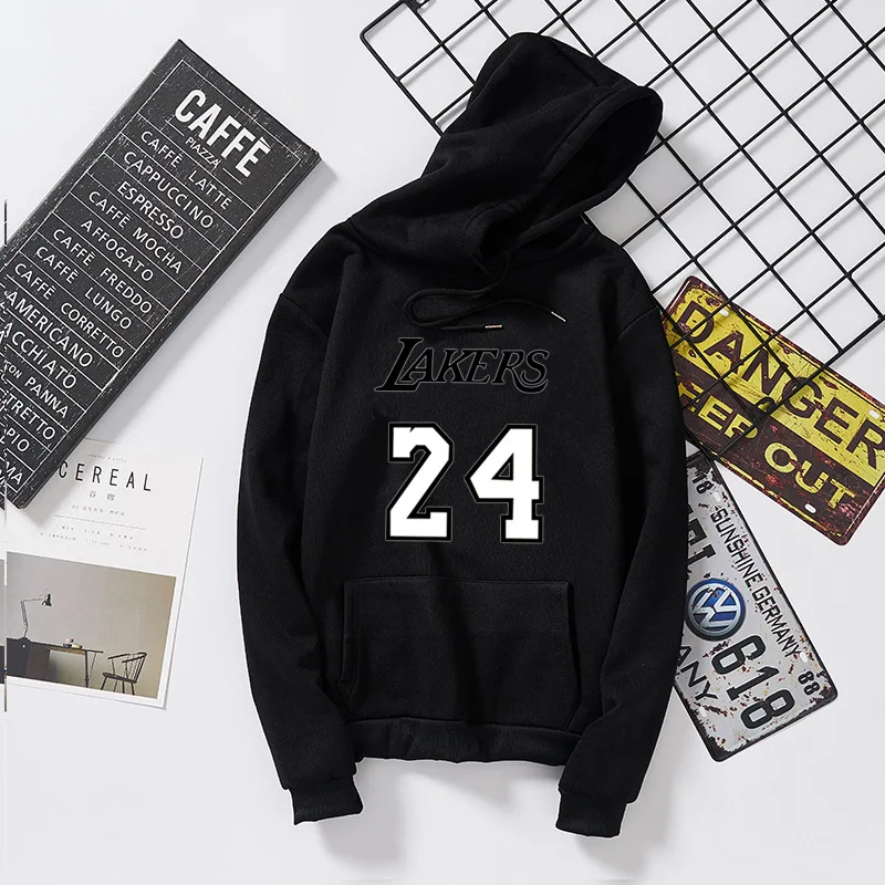 

Spring men's And women's Hoodie No. 24 Printing Solid Color Pullover Hooded Sweatshirt Outdoor Running Sports Jacket Black Tops