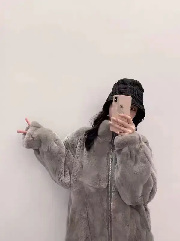 Женская реальная натуральная флисовая куртка большого размера фиолетового