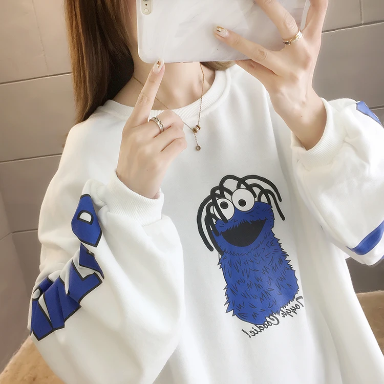 

Fall Long Sleeves Oversized Women Funny Cartoon Pattern Letter Print Ins Sweater Loose Anime Pullover Women Clothing Tops
