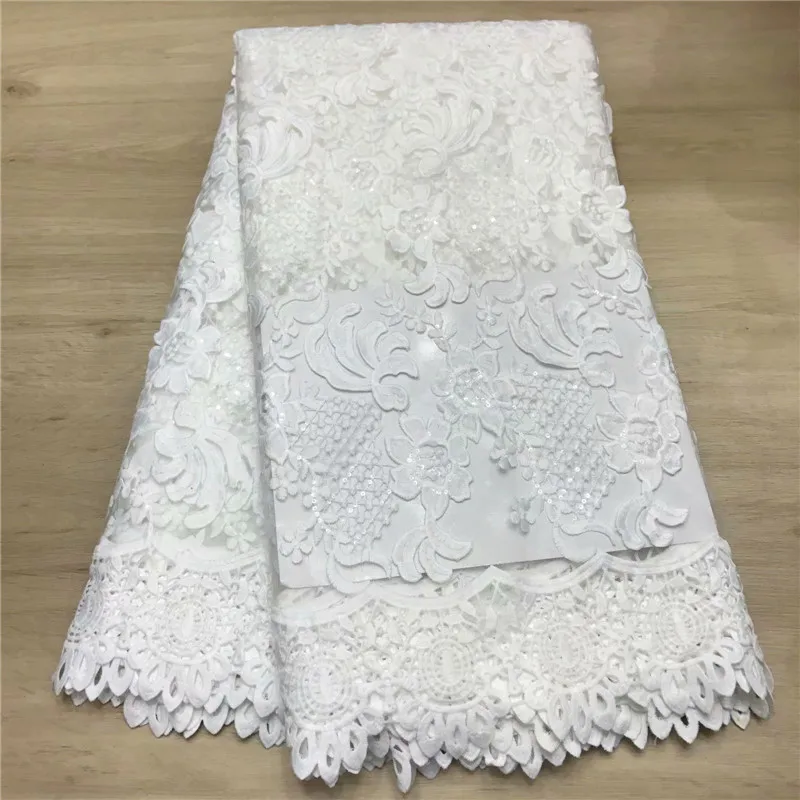 

Pure White African Lace Fabric 2020 Embroidery Nigerian Lace Fabric.High Quality lace French Tulle Lace Fabric For dress j15-10