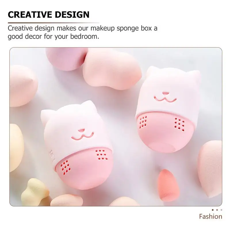 

2PCS Powder Puff Box Makeup Sponge Holder Beauty Sponge Carrying Case Container
