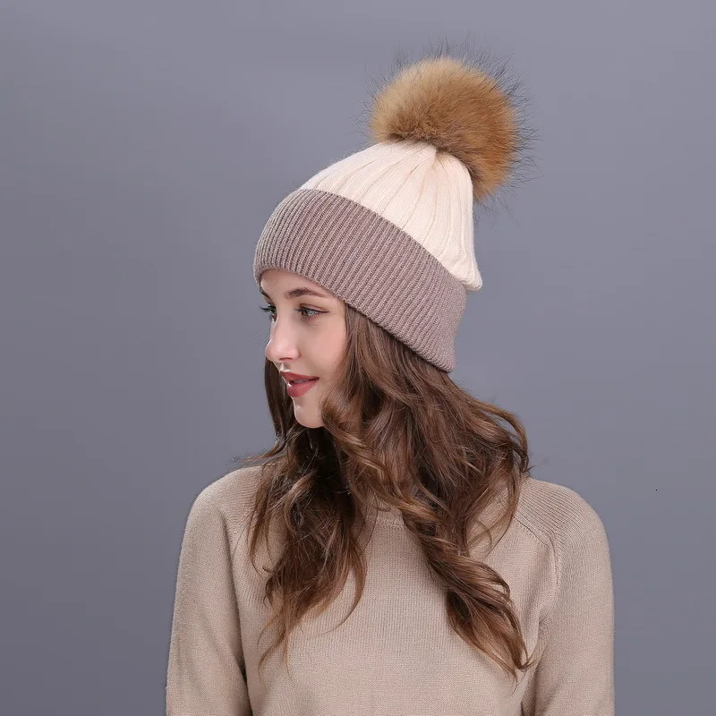 Шапка из меха кролика шапка енота вязаная W224|Женские Skullies и шапочки| |