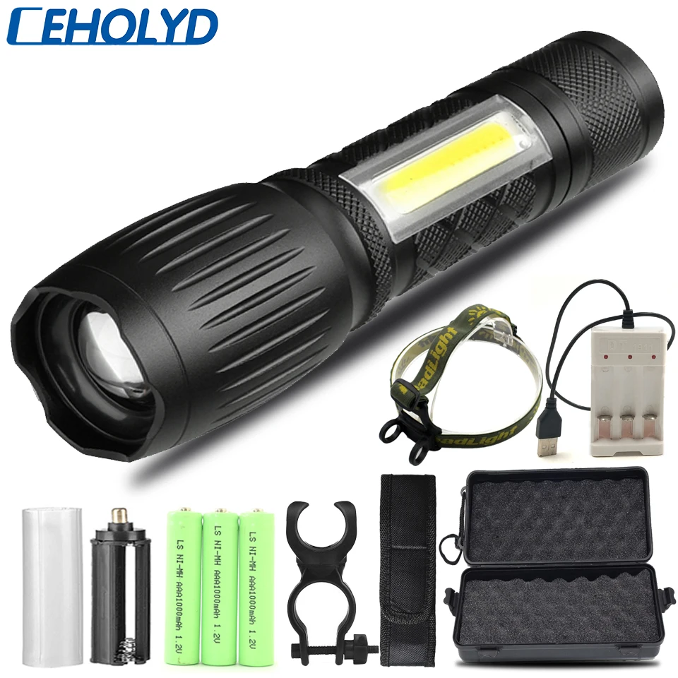 

Original CREE XM-L T6 Led Flashlight Zoomable Torch Bicycle Light 18650 or AAA Battery Waterproof 5 Modes 3000 Lumens Lantern