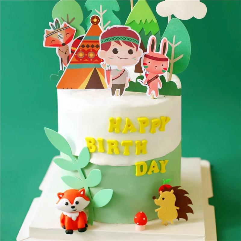 Панда медведь Лев украшение лягушка слон для детского дня вечеринка торт Топпер