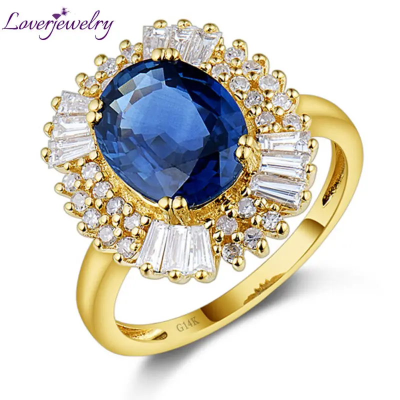 Женское кольцо с сапфиром LOVERJEWELRY 2020 обручальное овальным камнем из желтого