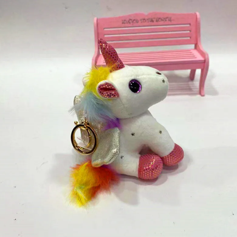 

Isn New Angel Wing Unicorn Key Ring Pendant Plush Doll Toy Bag Pendant Doll Machine Gift