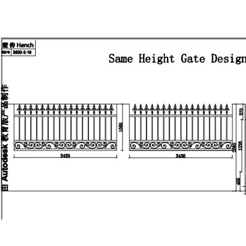 

Home Use Wrought Iron Fence Metal Panel Ornamental With Post HC-F1