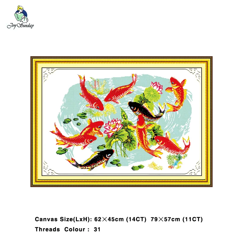 Наборы для вышивки крестиком девять рыб игры с лотосом животные наборы рукоделия