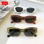 Солнцезащитные очки женские в прямоугольной маленькой оправе, винтажные модные классические дизайнерские очки для путешествия с леопардовым принтом, 2021
