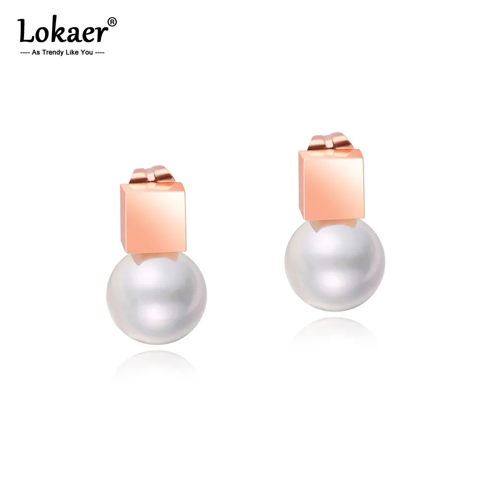 Lokaer простые квадратные геометрические женские Сережка гвоздик серьги из