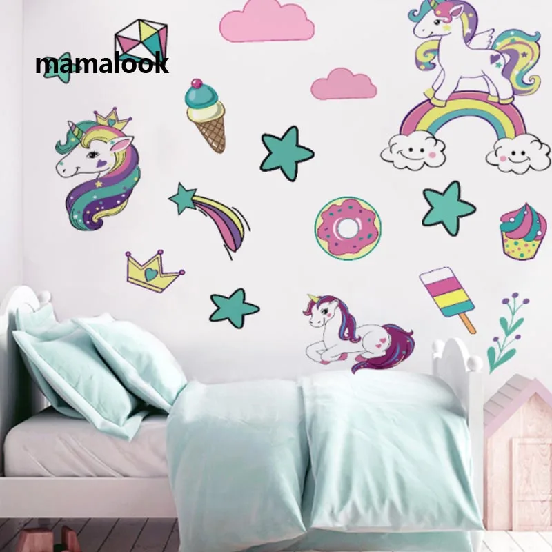 

Cartoon Print Wall Sticker Unicorn Crown Pattern Wall Stickers For Kids Children's Room Decoration Home Bedroom Wall Decor