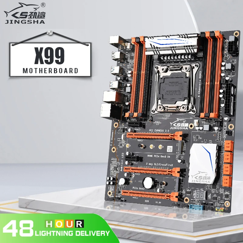 Материнская плата JINGSHA X99 LGA 2011 V3 ЦП 8 * DDR3 DIMM SATA3.0 NVME M.2 WIFI Поддержка процессора Xeon E5 V4