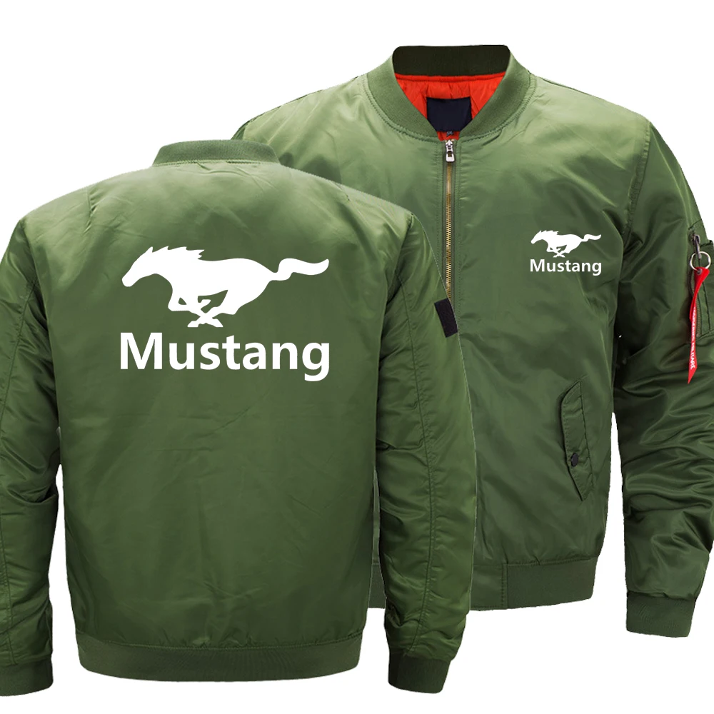 

2021 New Autumn Winter Flying Mustang Logo Men and Women Jacket Coat Warm Windproof Casual Zip Baseball Jacket