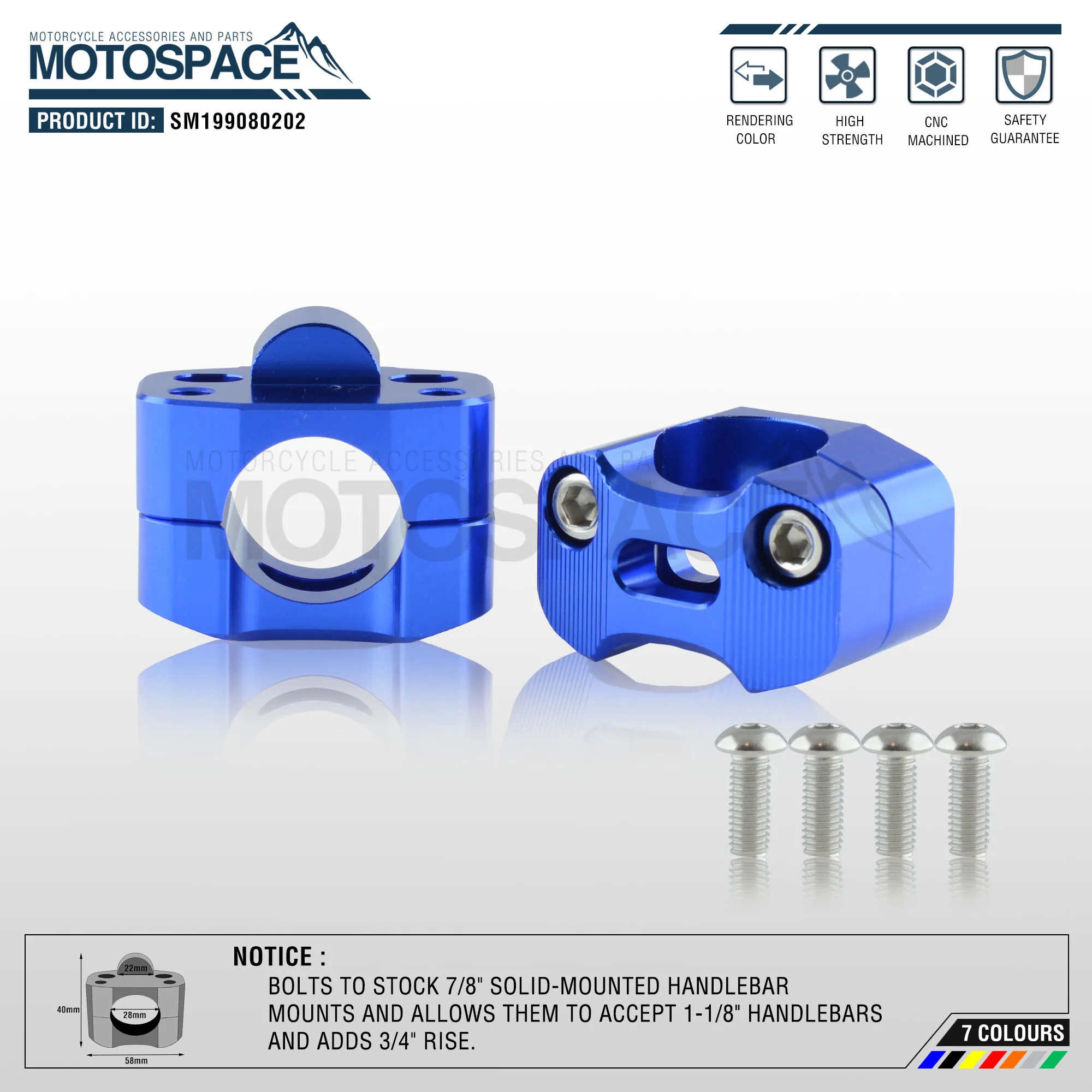 Алюминиевый тиски из металлического сплава для мотоцикла 22 мм 7/8 дюйма крепление