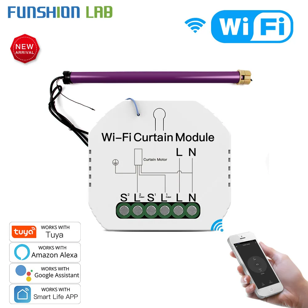 

WiFi Mini Smart Curtain Switch Module Roller Blinds Shutter Motor Smart Life Tuya APP Remote Control Work with Alexa Google Home