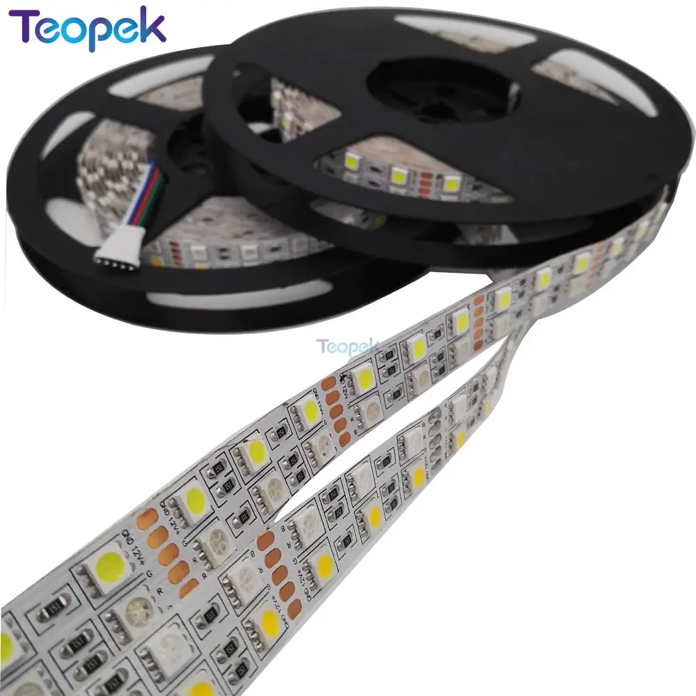 Двухрядные 5050 RGBW/RGBWW RGB+ Холодный белый Теплый белый гибкий светодиодный полоски DC12V 24В 5м/рулон 120 светодиодный/М 600 светодиодный s