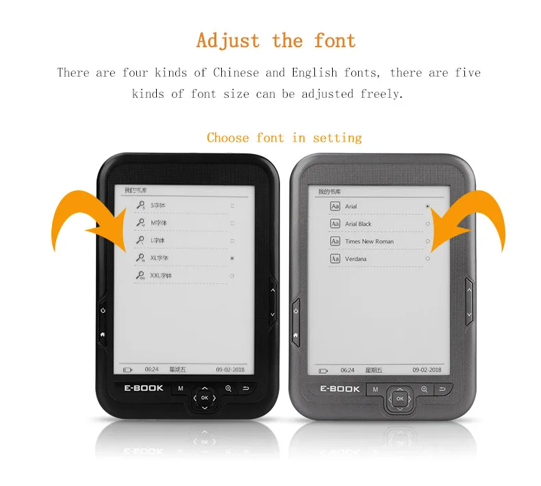 Новинка! Тоньше 8 GB/16 GB 6 ''e book Reader дюймов e ink FB2 русская электронная книга