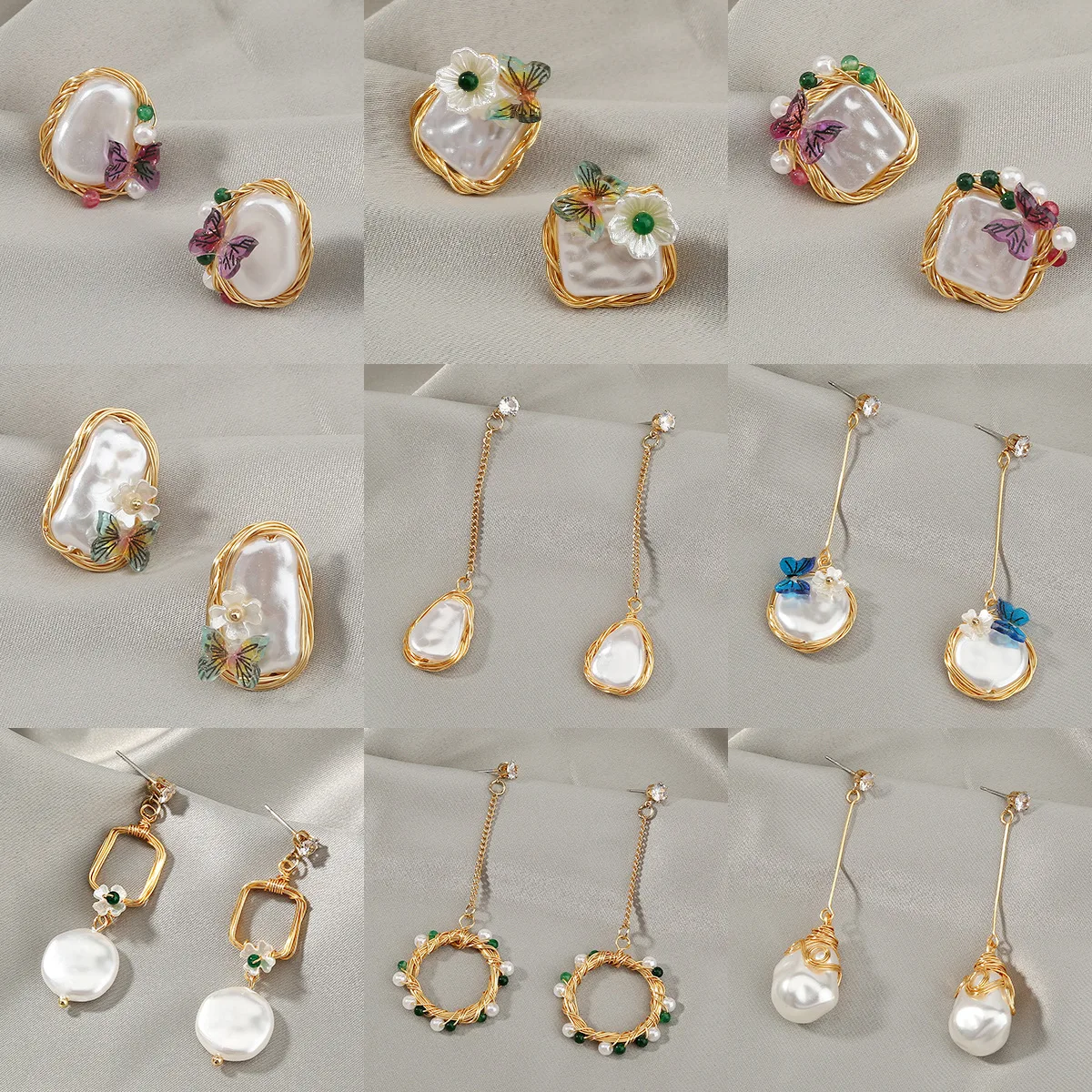 

Creative Design Hand-Wound Imitation Pearl Earrings Fashion Trend Long Tassel Butterfly Flower Earrings for Women's Jewelry