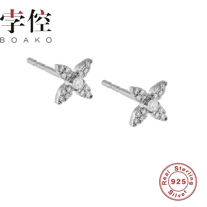 Женские серьги-кольца BOAKO из стерлингового серебра 925 пробы с четырьмя листьями