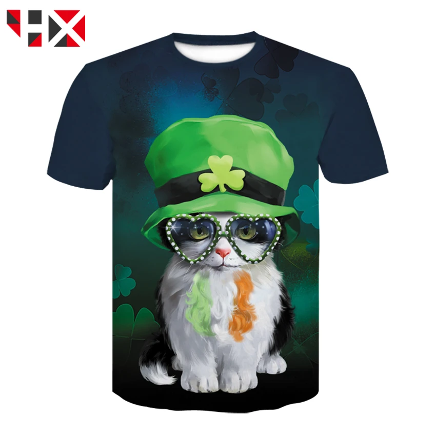 

HX Hot Sale Animal Cute Cat 3D Print Harajuku T Shirt Funny Cool Cat T Shirt Men Women Streetwear T Shirt Tops HX772