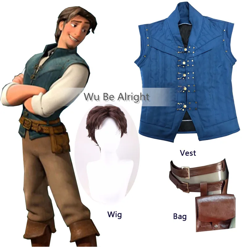 

Movie Rapunzel Coat Halloween Men Cosplay Rapunzel Tangled Flynn Rider Costume Only Vest Jacket Uniform Christmas Party Costume