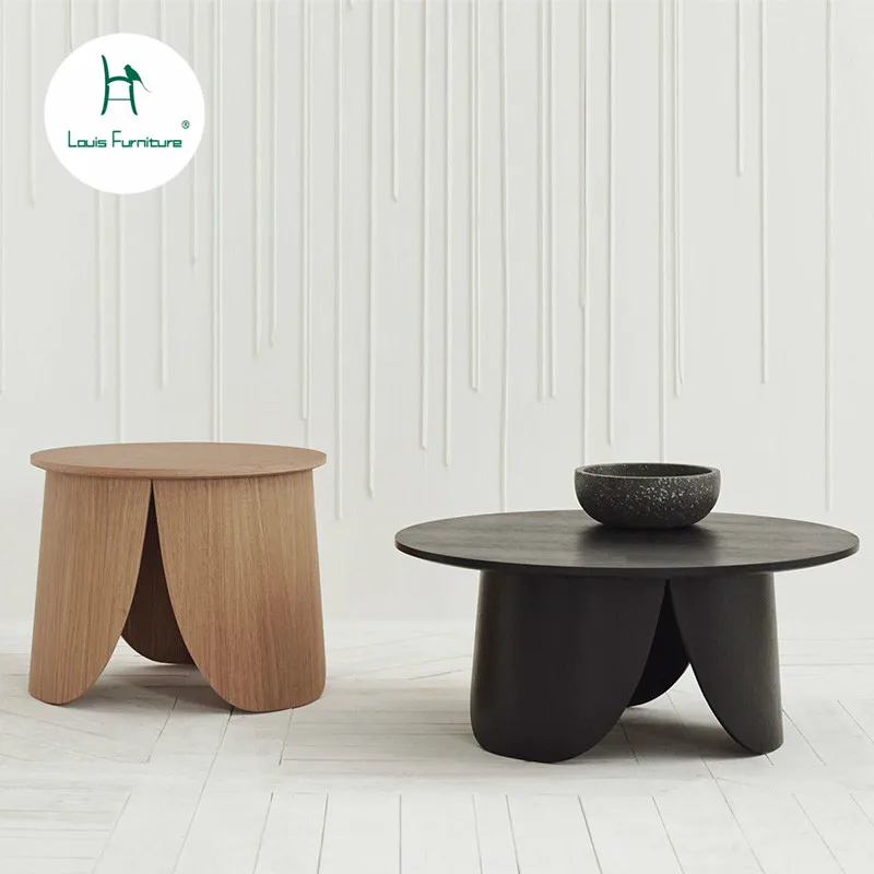 

Lious Fashion Tea Table Nordic Solid Wood Lace Small Apartment Simple Modern Creative Living Room Household Circle