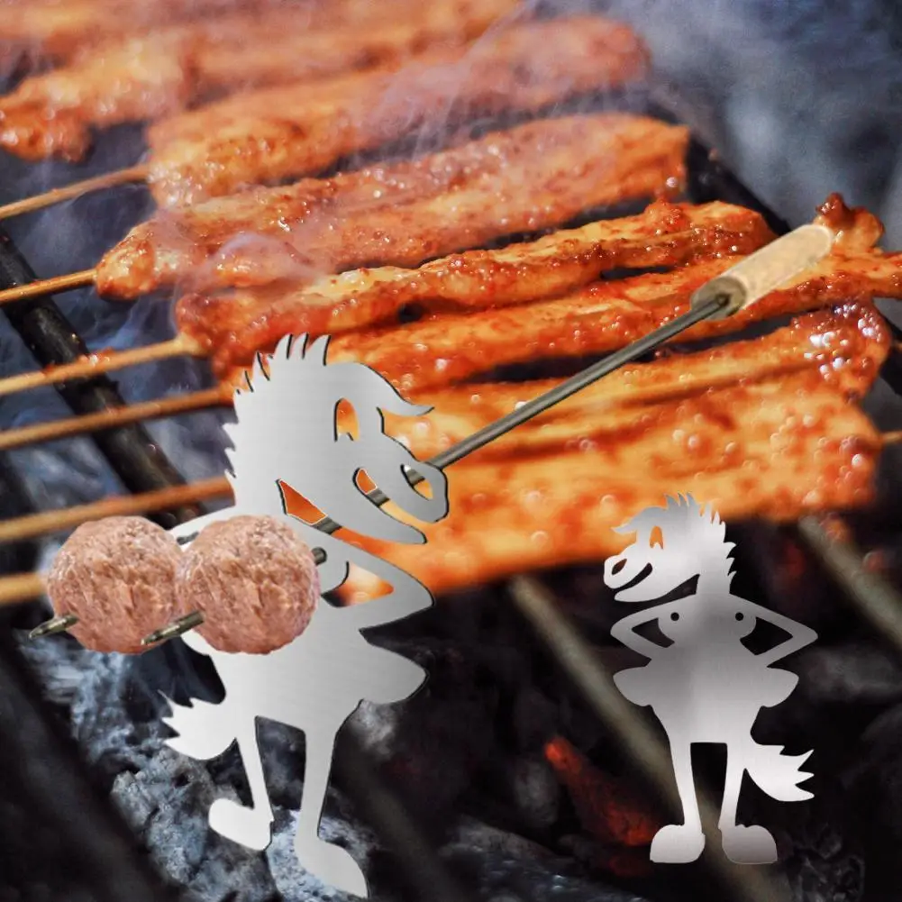 

Hot Dog Horse Barbecue Fork Rack Creative Stainless Steel Funny Mare Stallion Roasting Grill Food Stick Stand Campfire Skewers