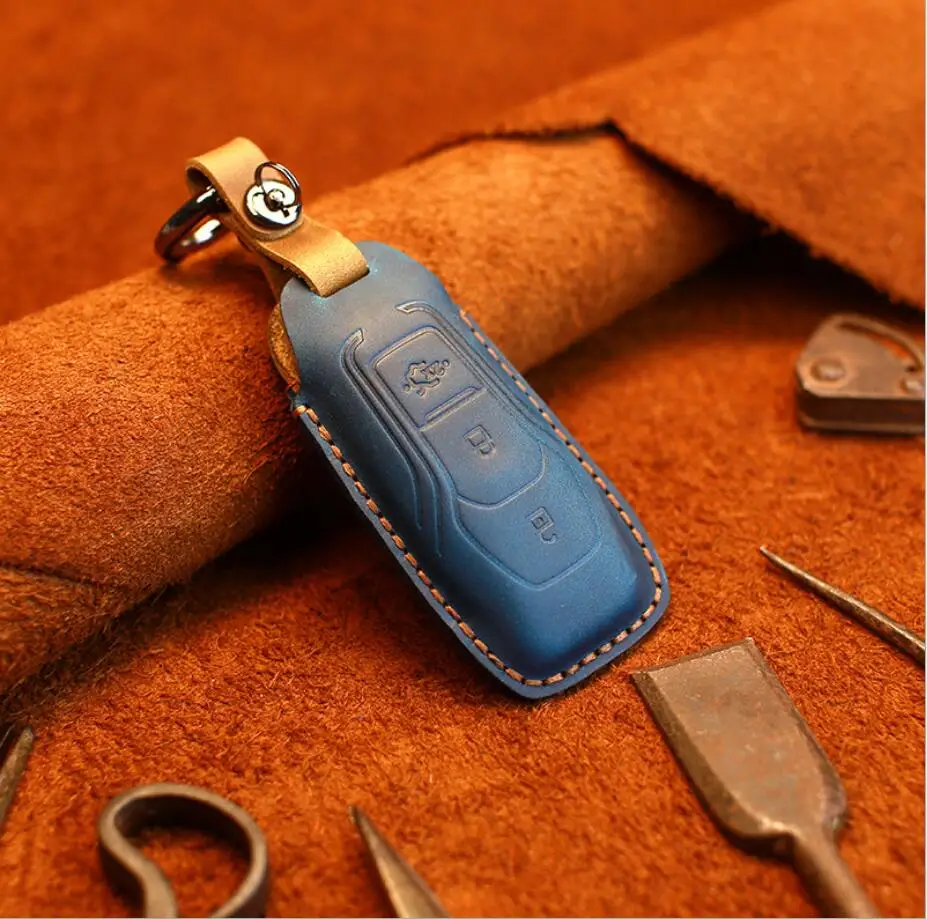 Автомобильный 4D чехол для ключей из натуральной кожи чехол-держатель Ford Explorer Mondeo