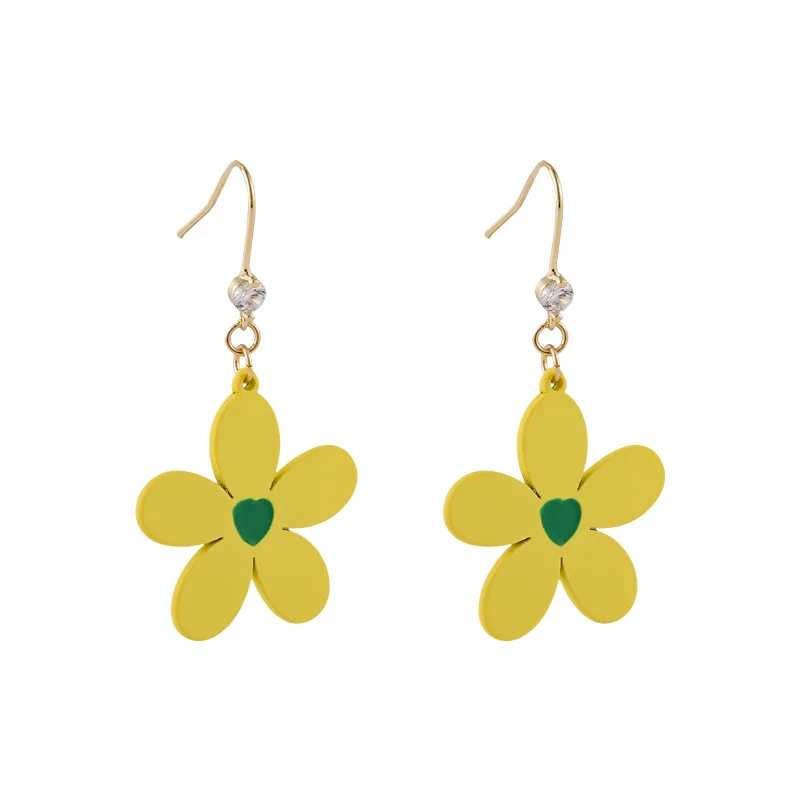 

LOVOACC Exquisite Hot Blue Yellow Flower Color Dangle Earring for Women Girls Love Heart Spray Metal Hook Earring Jewellery