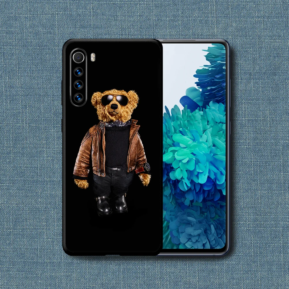 

Italy Trendy Brand Bear Phone Case For Xiaomi Redmi Note 7 8 8T 9 9S 4X 7 7A 9A K30 Pro Ultra black Shell Fashion Funda Silicone
