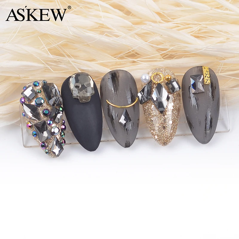 

Mixed 3D Rhinestones Nail Art Decorations Crystal Gems Jewelry Black Shiny Charm Glass Stones DIY Design Accessories 50/100pcs
