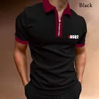 Мужская рубашка-поло на молнии, с отложным воротником и коротким рукавом