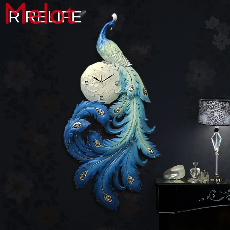 

Peacock Wall Clock Living Room Clock Chinese Style Personality Art Light Luxury Home Decorate Clock Fashion Creative Pocket