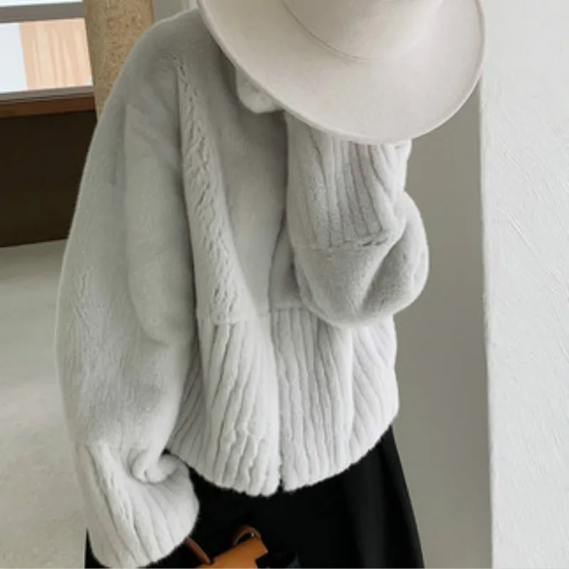 Mink Fur Coat Female Whole Mink Short Mink Coat Inlaid Leather