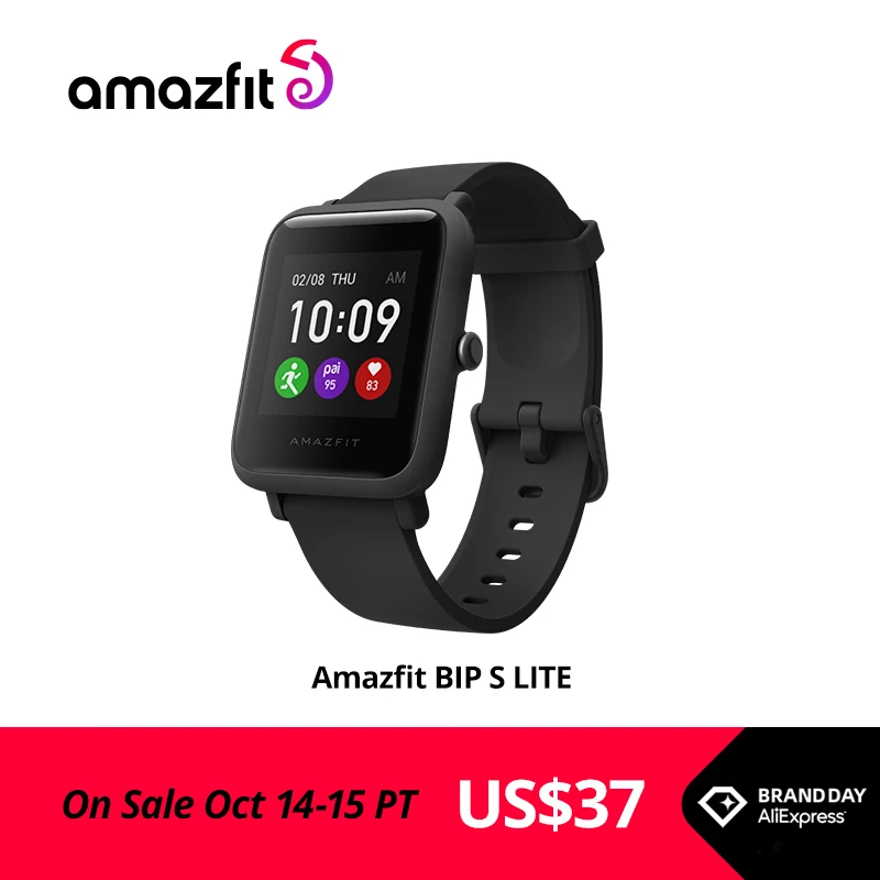  Умные часы Amazfit Bip S Lite с цветным дисплеем, водонепроницаемые (5 атм), 1,28 дюйма 