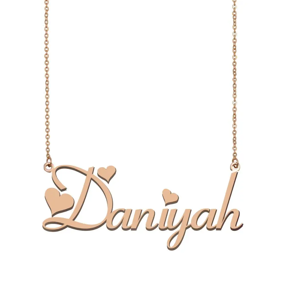 

Daniyah имя ожерелье, пользовательское имя ожерелье для женщин девушек Лучшие Друзья День рождения Свадьба рождественские дни матери подарок