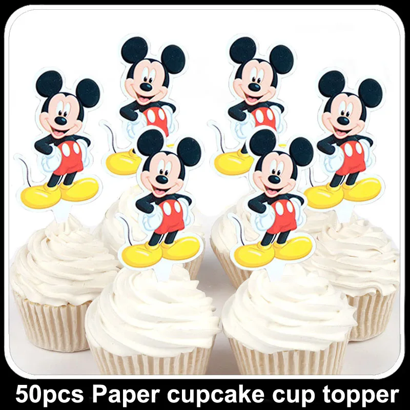 50 шт. Дисней Минни Микки Маус принцесса Ариэль София Белла Фея бумажные Топпер